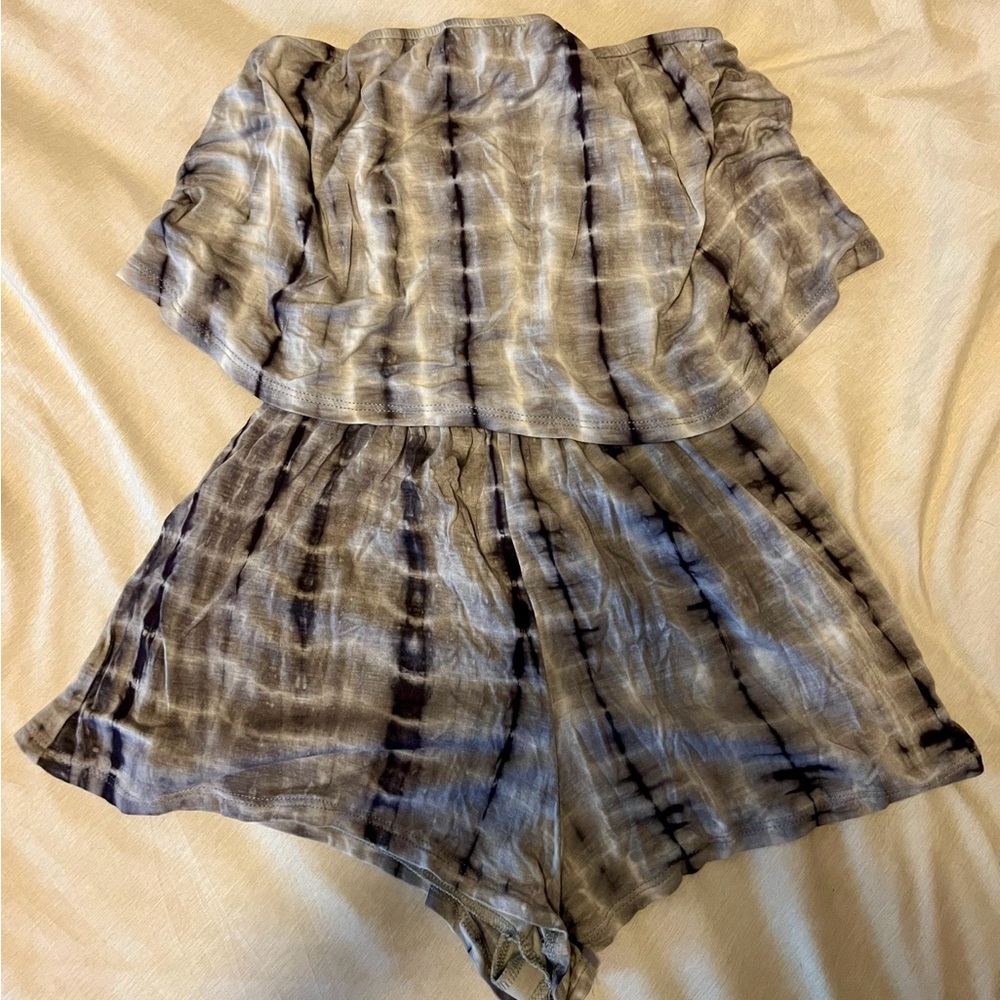 Grey and black romper